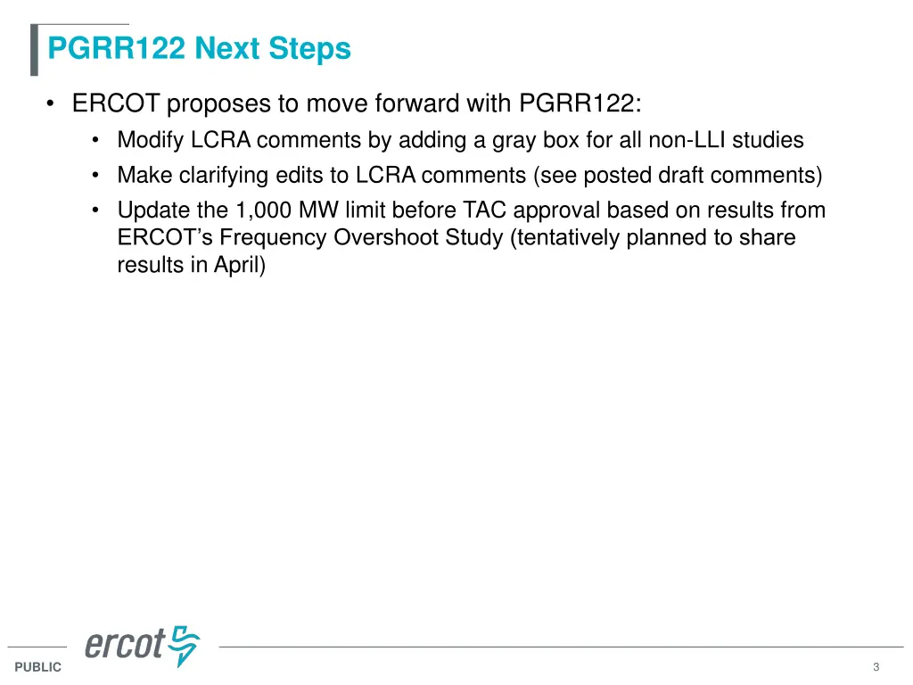 pgrr122 next steps