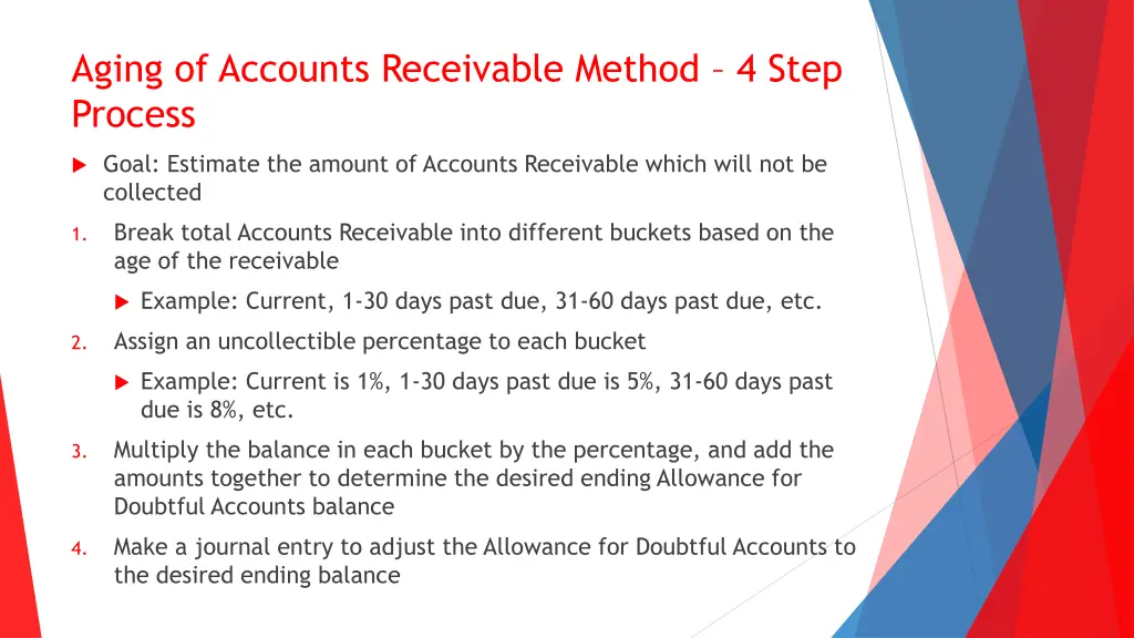 aging of accounts receivable method 4 step process