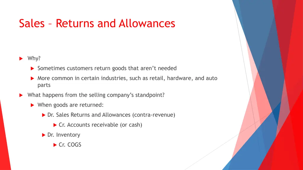 sales returns and allowances