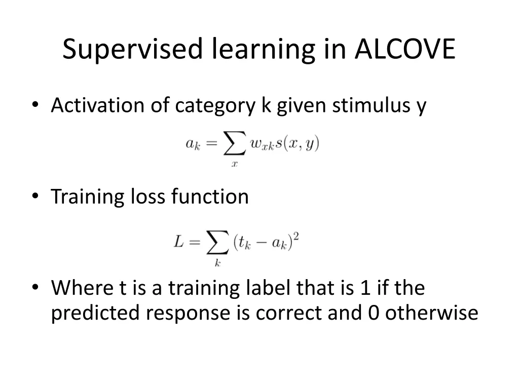 supervised learning in alcove