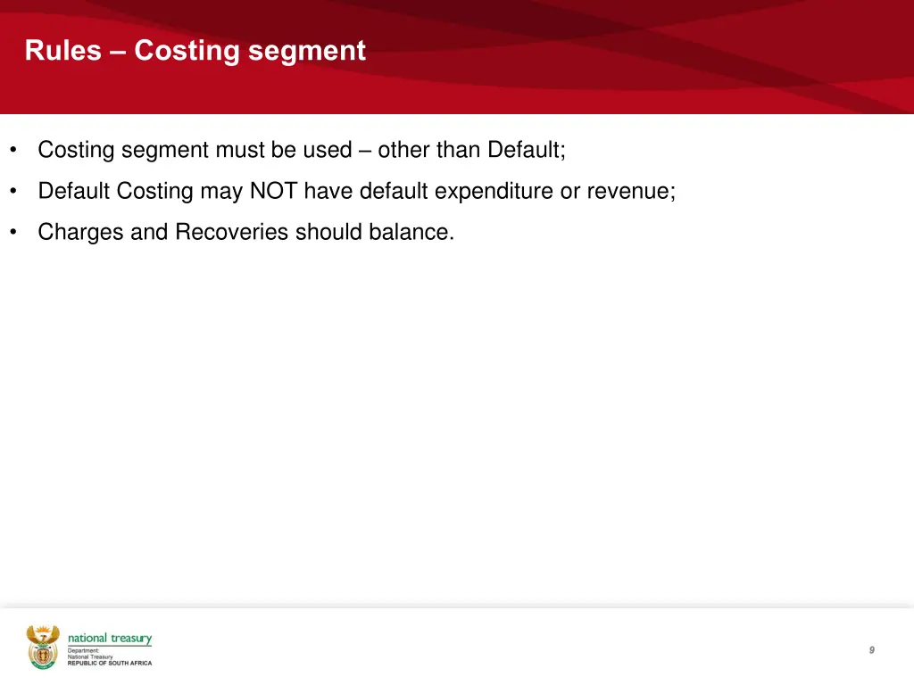 rules costing segment