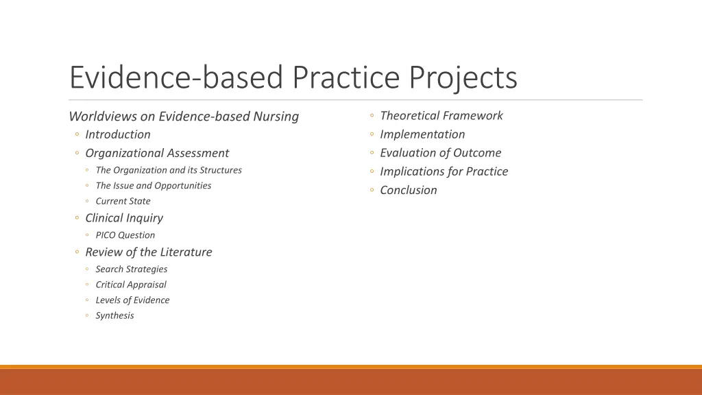 evidence based practice projects