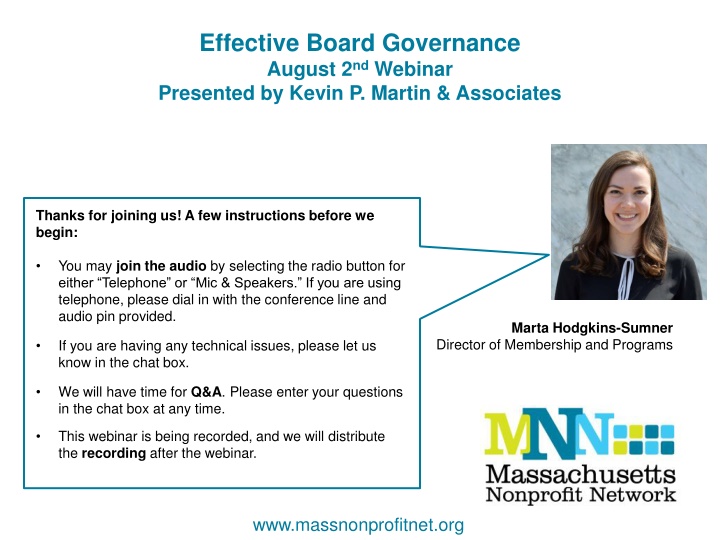 effective board governance august 2 nd webinar