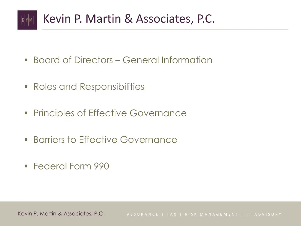 kevin p martin associates p c