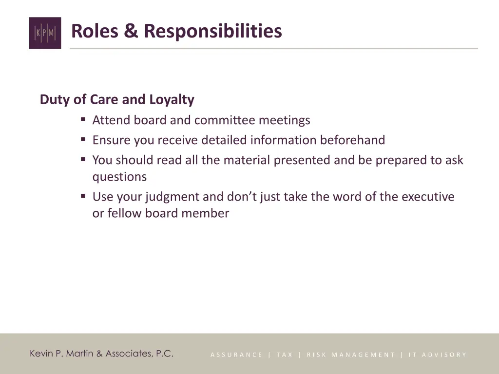 roles responsibilities