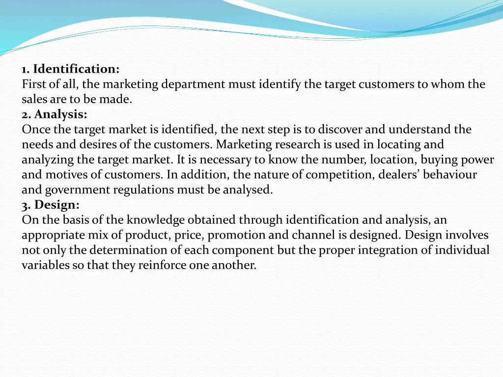 1 identification first of all the marketing
