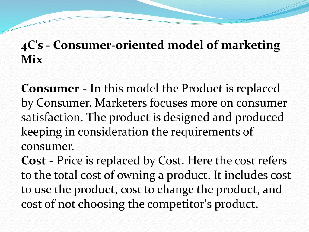 4c s consumer oriented model of marketing mix