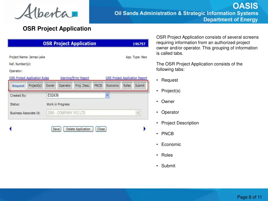 osr project application