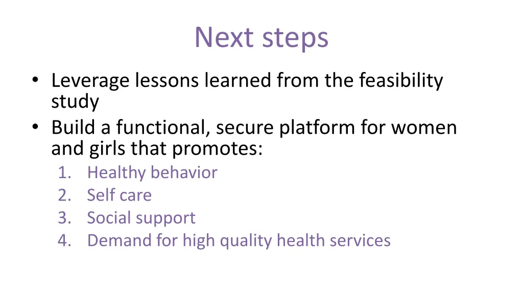 next steps