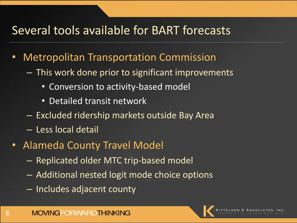 several tools available for bart forecasts