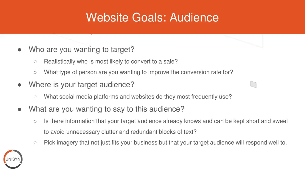website goals audience