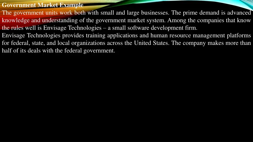 government market example the government units