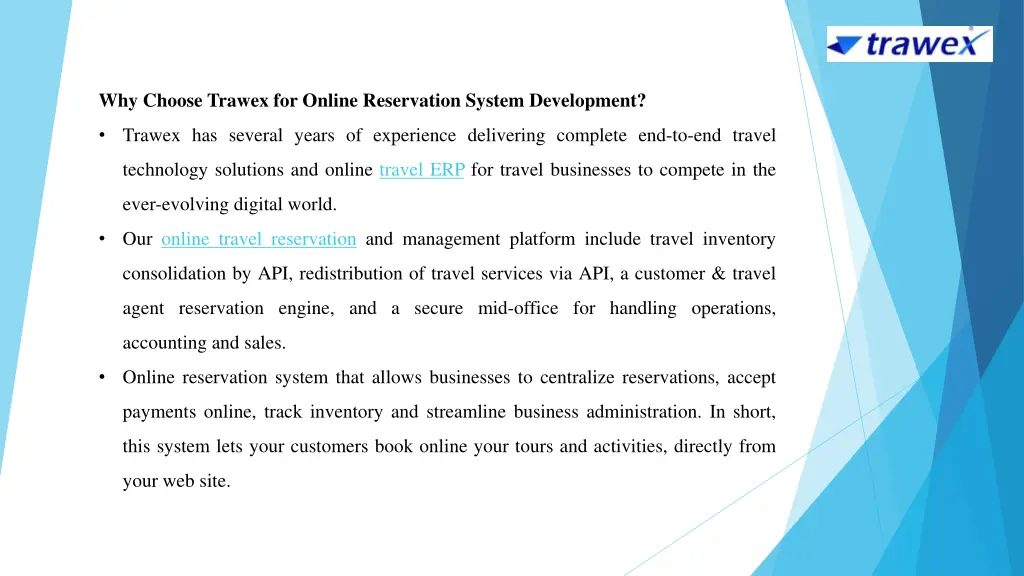 why choose trawex for online reservation system