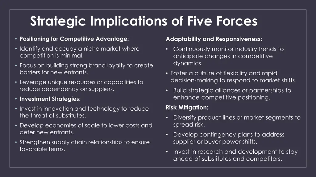strategic implications of five forces