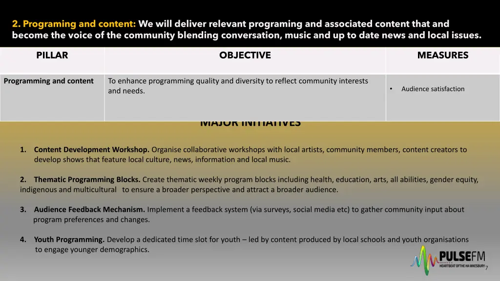 2 programing and content we will deliver relevant