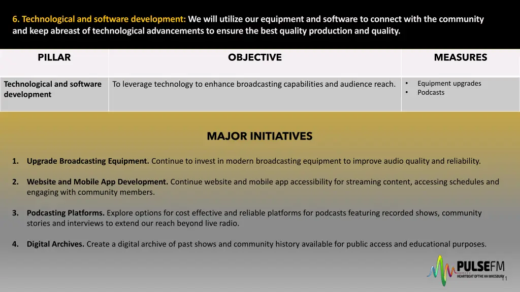 6 technological and software development we will