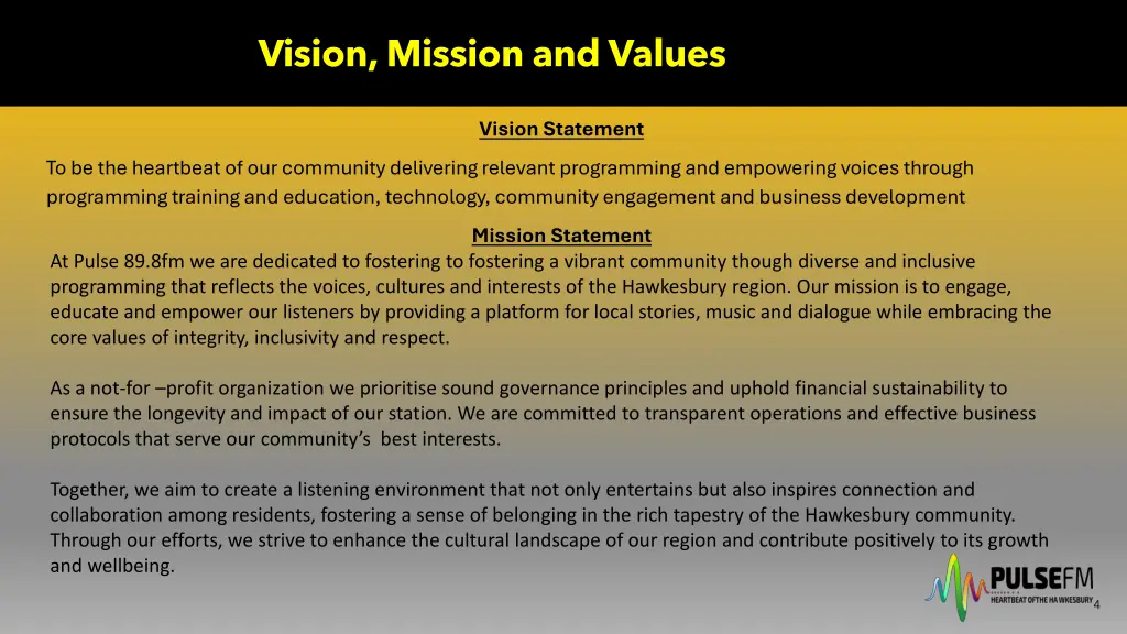 vision mission and values