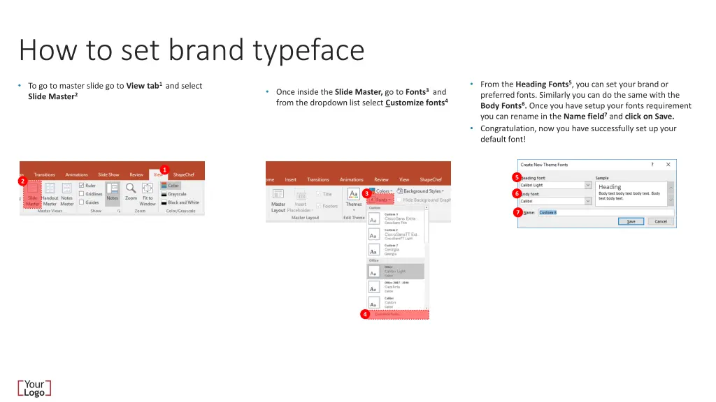 how to set brand typeface