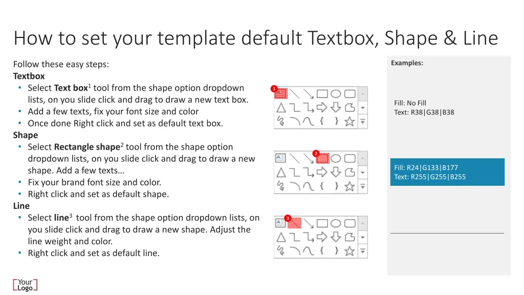 how to set your template default textbox shape