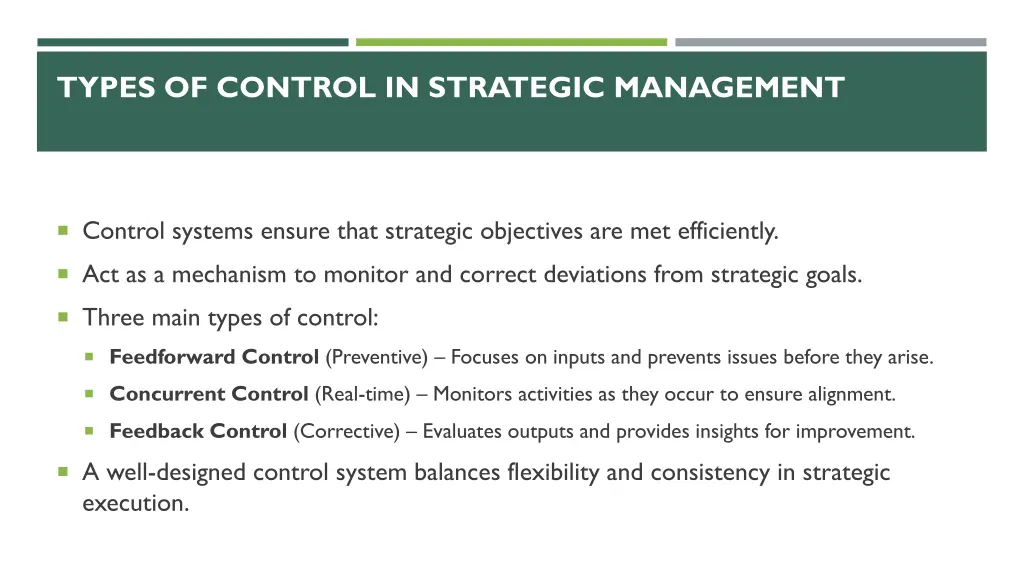 types of control in strategic management