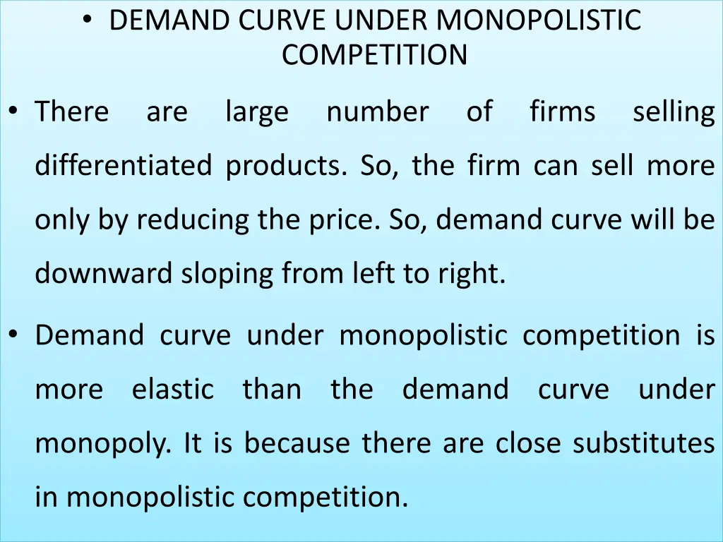 demand curve under monopolistic competition