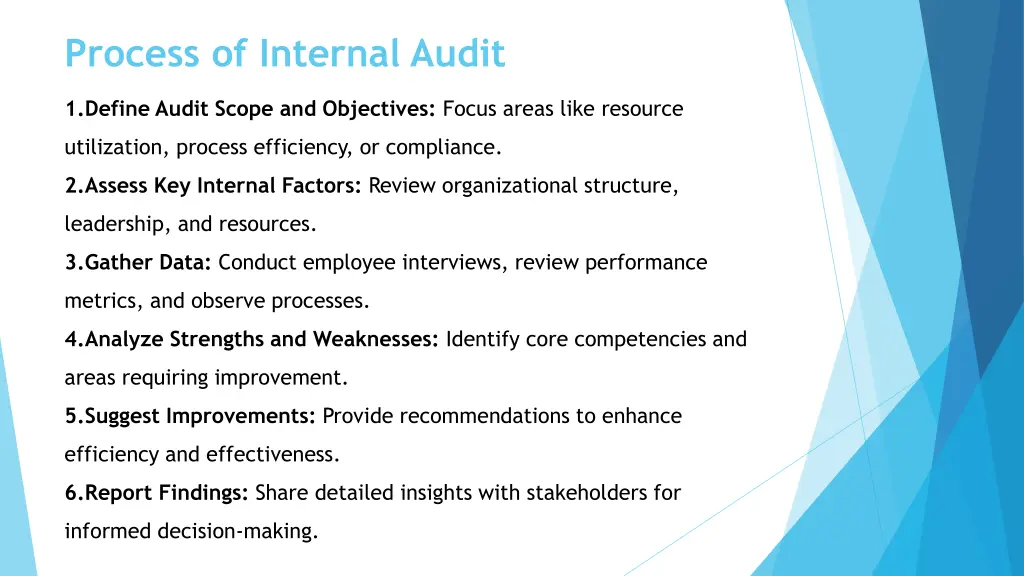 process of internal audit