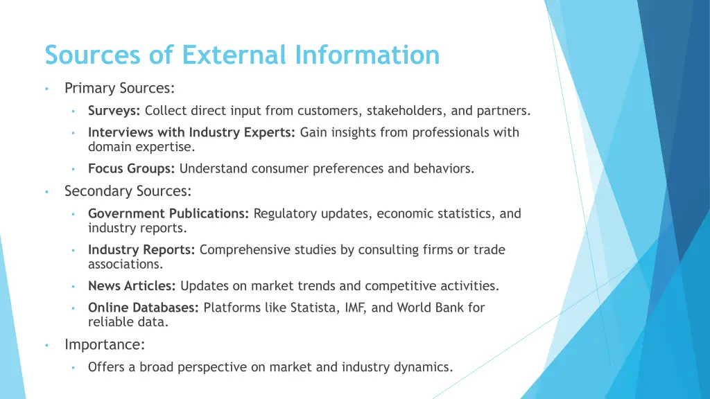 sources of external information