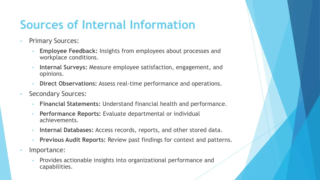 sources of internal information