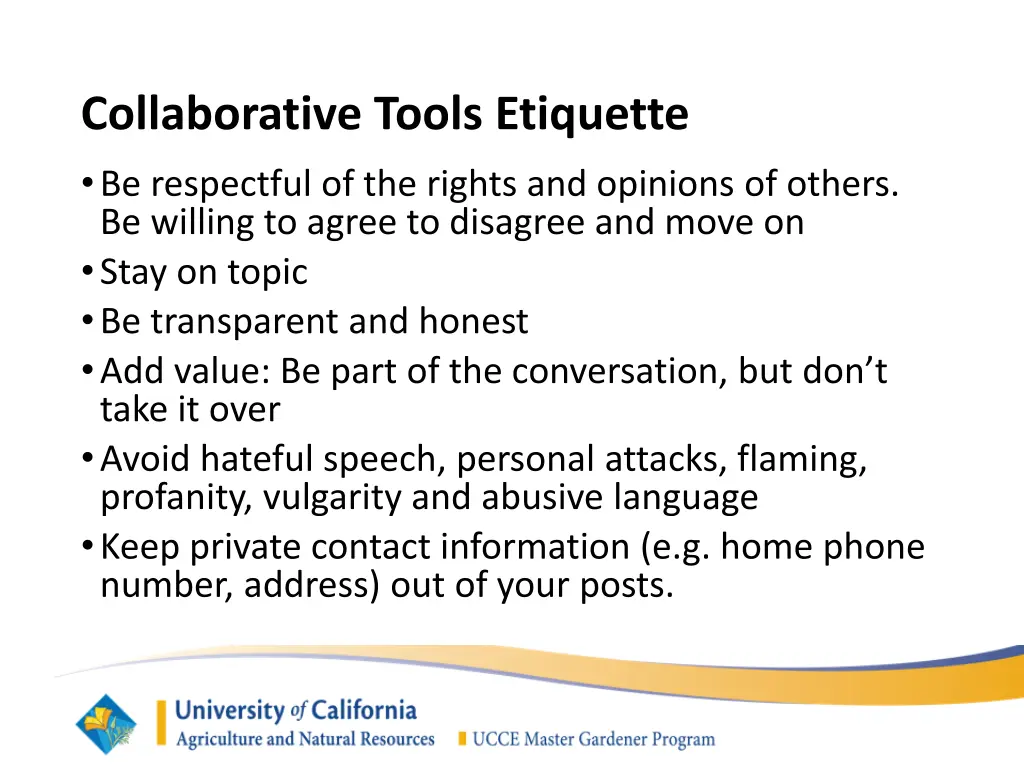collaborative tools etiquette be respectful