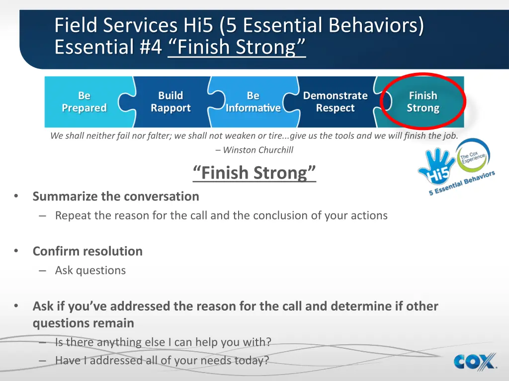 field services hi5 5 essential behaviors 10