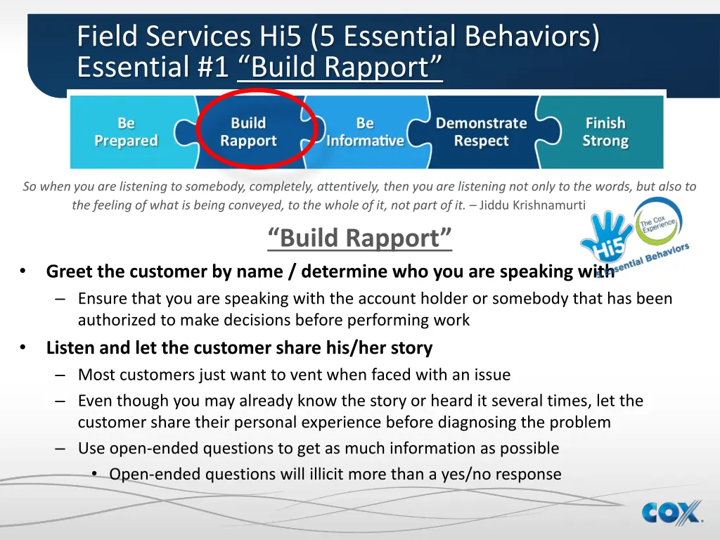 field services hi5 5 essential behaviors 3