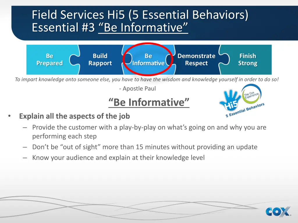 field services hi5 5 essential behaviors 5