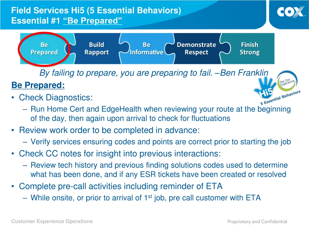 field services hi5 5 essential behaviors