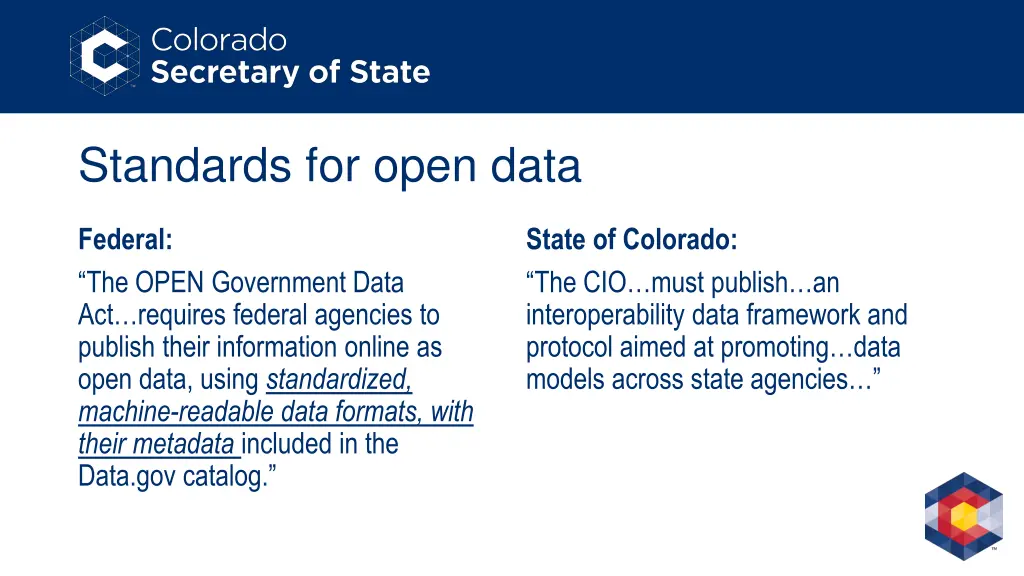 standards for open data