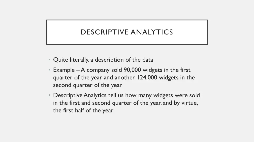 descriptive analytics