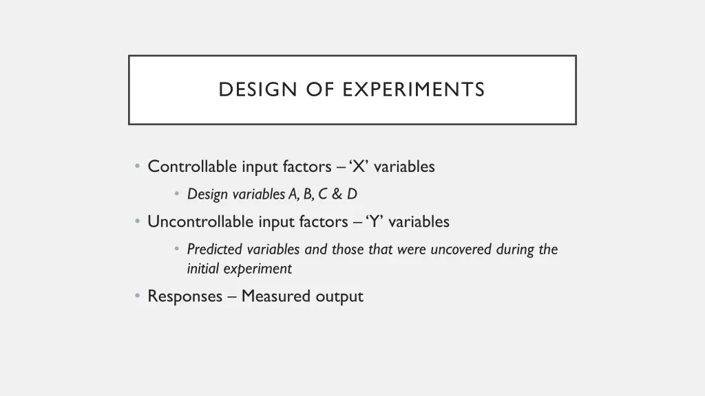design of experiments