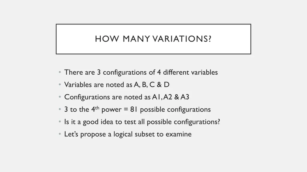 how many variations