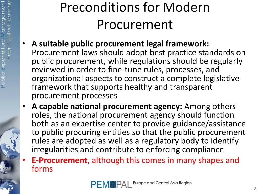 preconditions for modern procurement