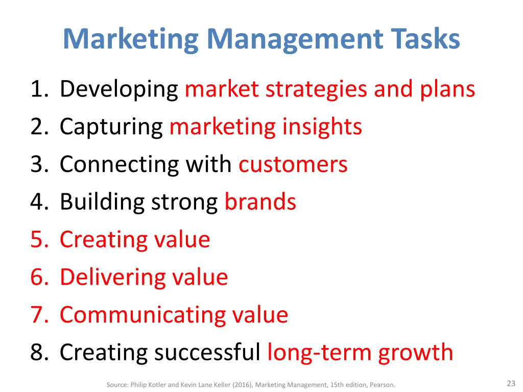 marketing management tasks