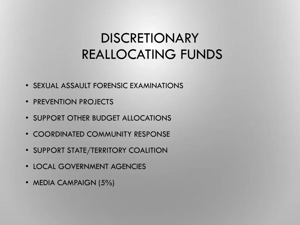 discretionary reallocating funds