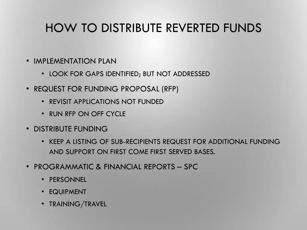 how to distribute reverted funds