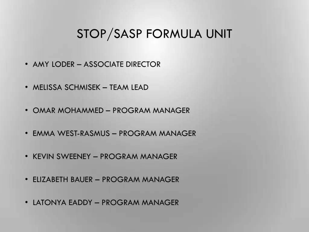 stop sasp formula unit