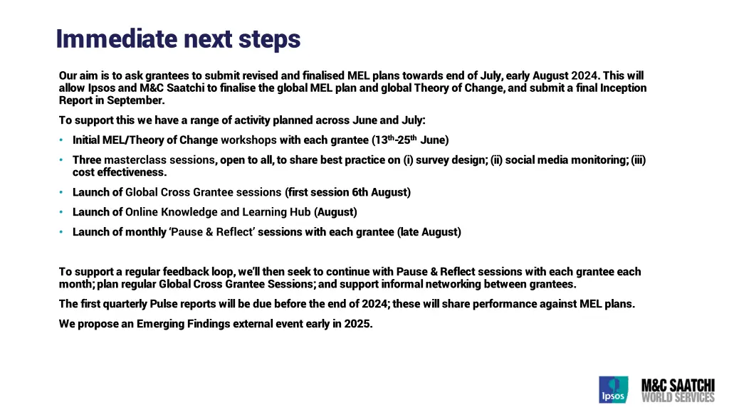 immediate next steps
