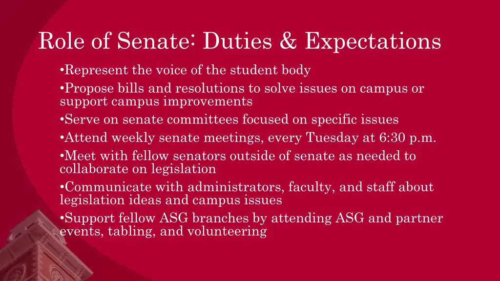 role of senate duties expectations