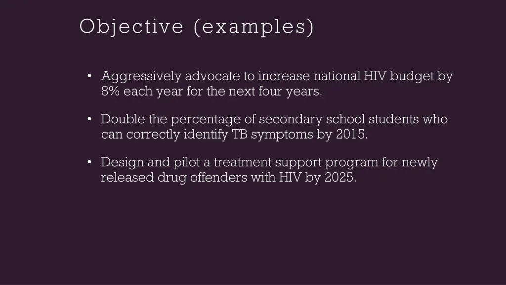 objective examples