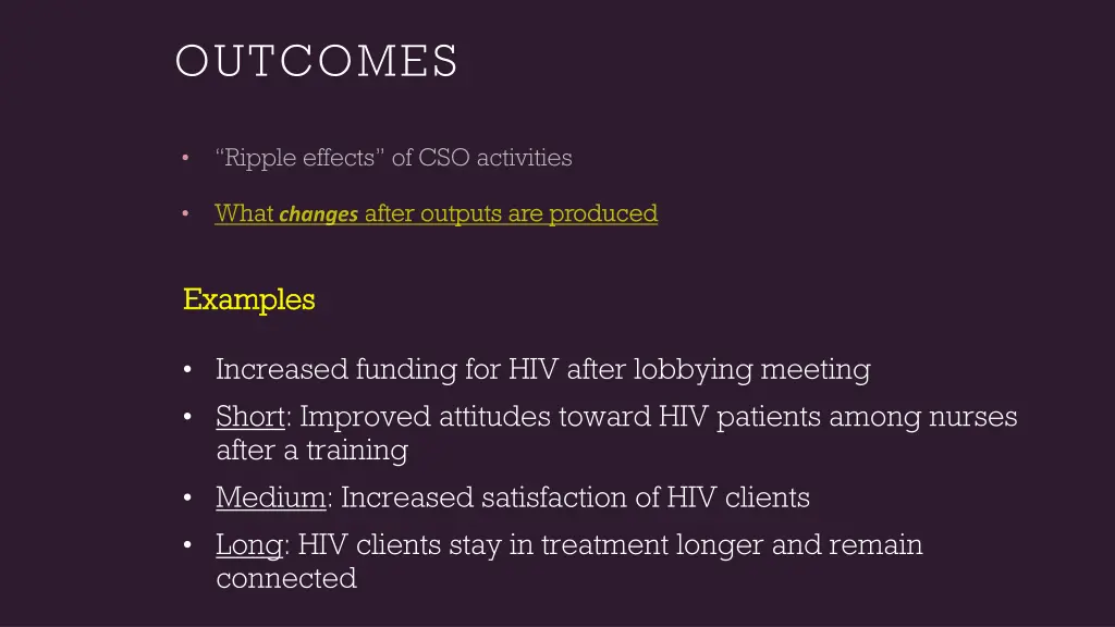 outcomes