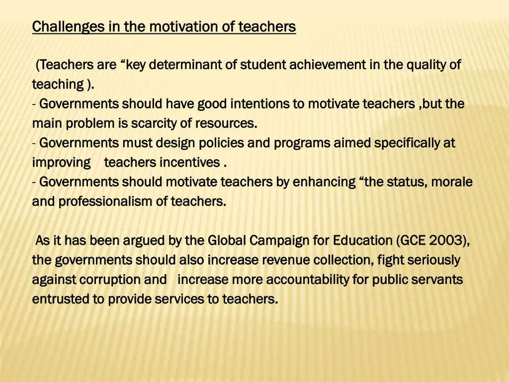 challenges in the motivation of teachers