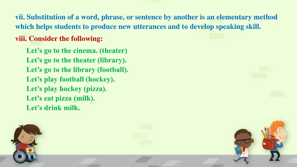 vii substitution of a word phrase or sentence