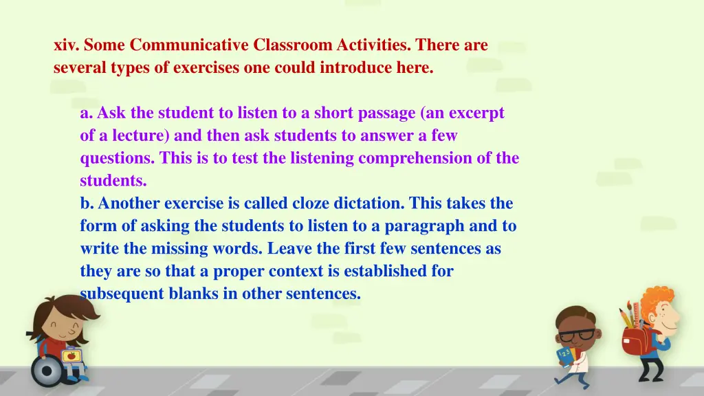 xiv some communicative classroom activities there