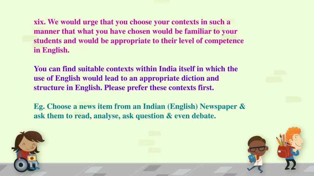 xix we would urge that you choose your contexts